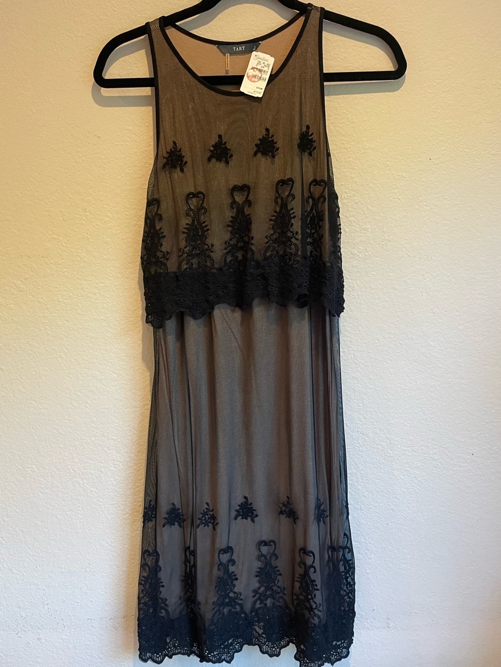 Tart Black Sheer Embroidered Midi Dress